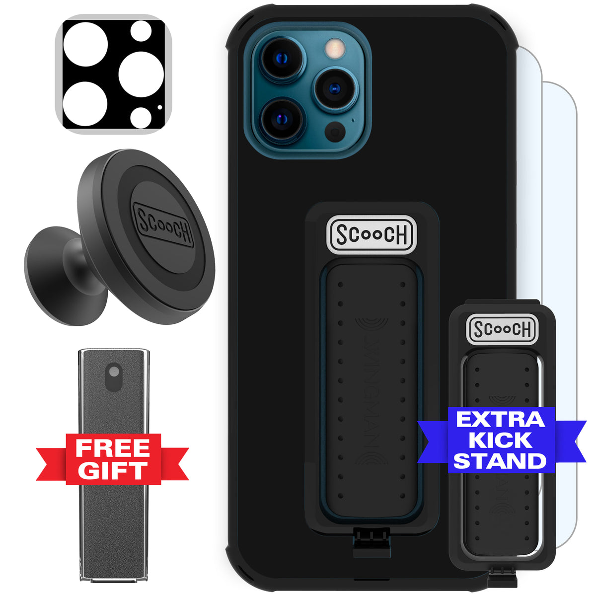 Scooch Wingman Defender Bundle for iPhone 12 Pro Max in Black