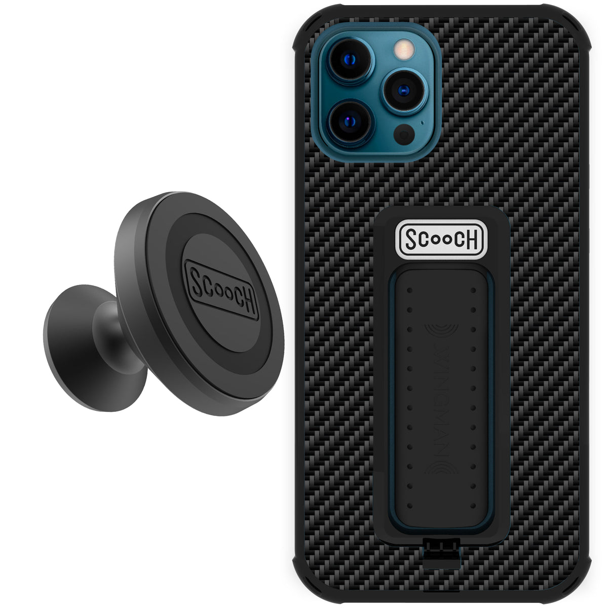 Scooch Wingman Starter Bundle for iPhone 12 Pro Max in Carbon Fiber