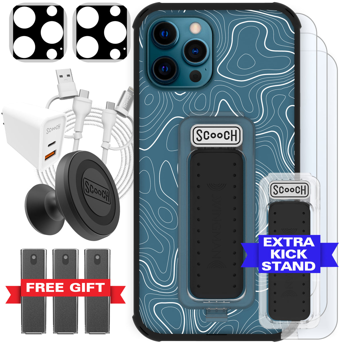 Scooch Wingman Ultimate Bundle for iPhone 12 Pro Max in Topography