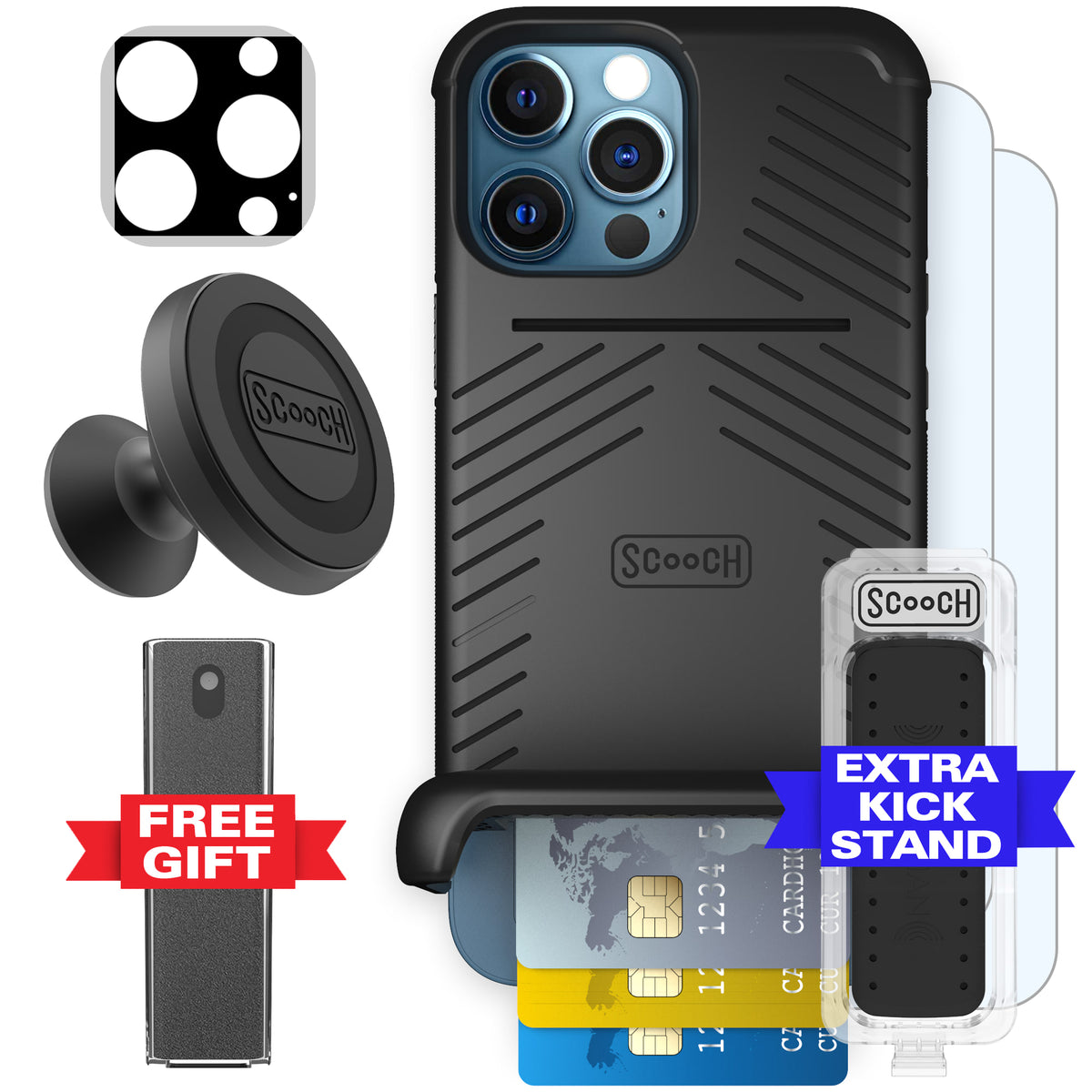Scooch Wingman Defender Bundle for iPhone 12 Pro Max in Tuxedo Clear
