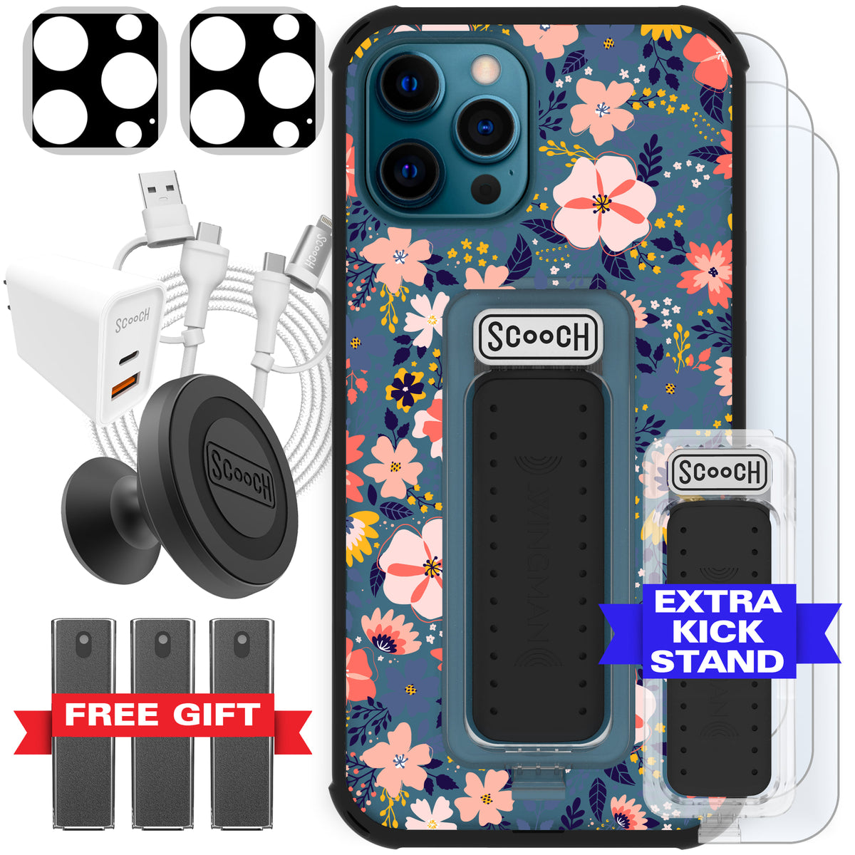 Scooch Wingman Ultimate Bundle for iPhone 12 Pro Max in Wildflowers