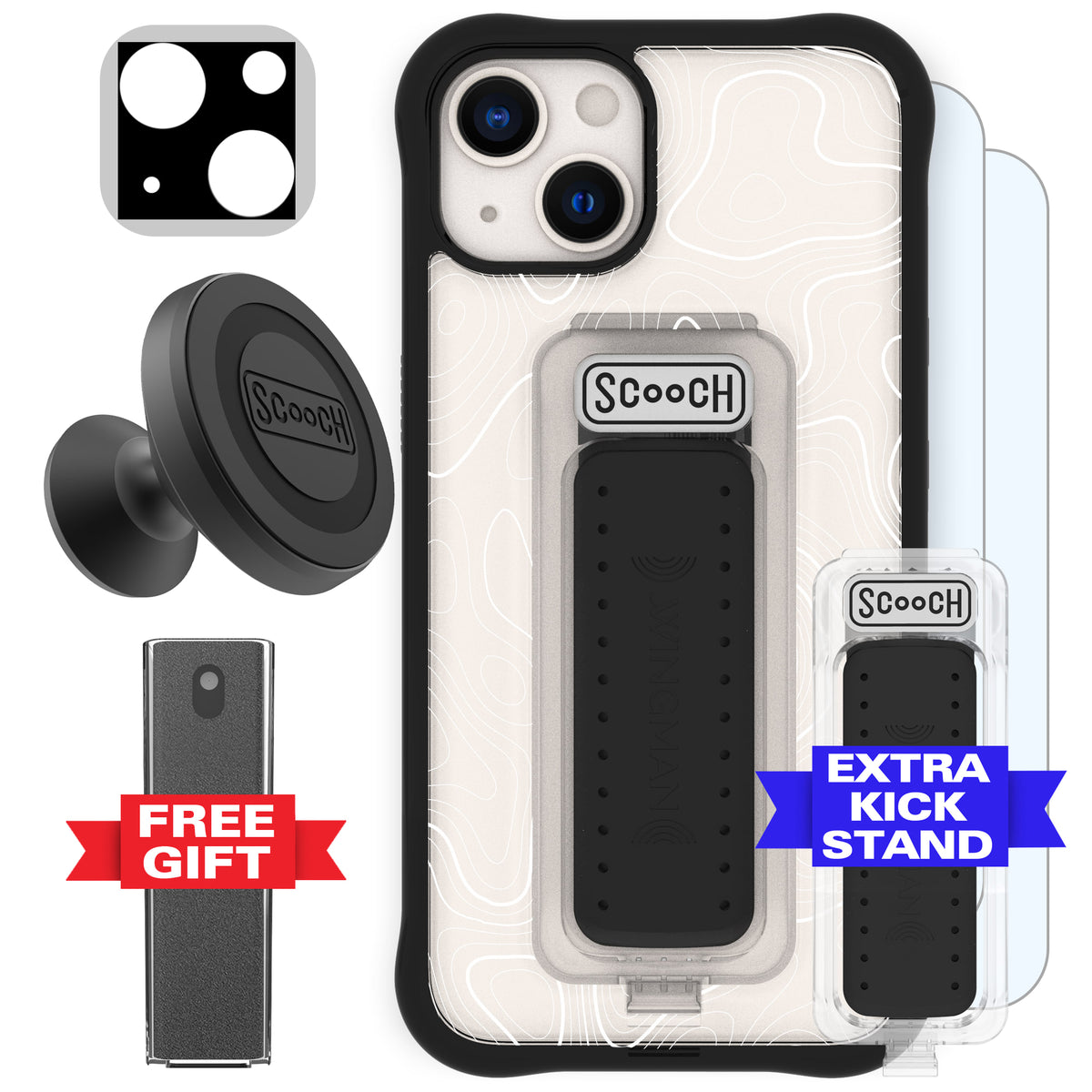 Scooch Wingman Defender Bundle for iPhone 13 in Topography