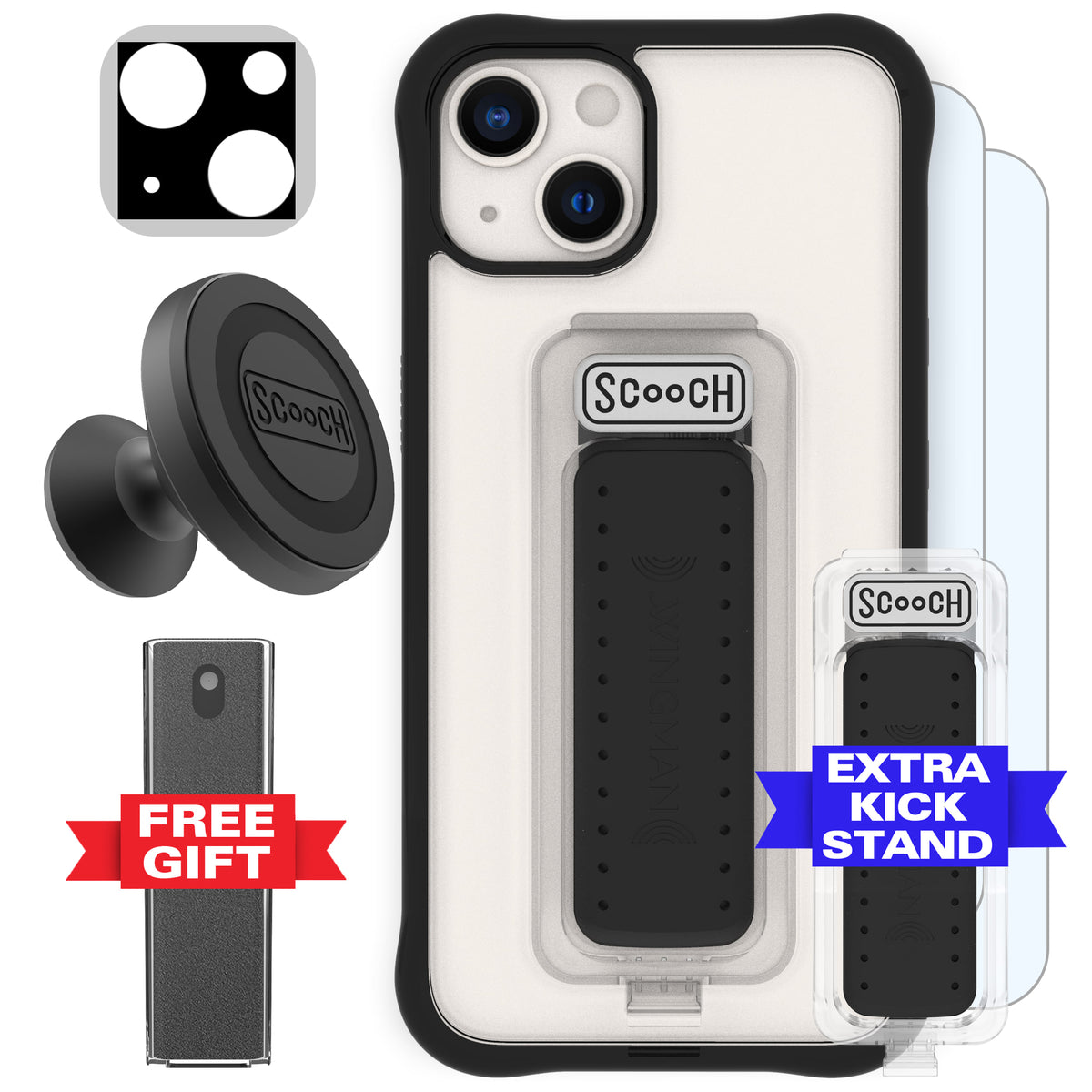 Scooch Wingman Defender Bundle for iPhone 13 in Tuxedo Clear