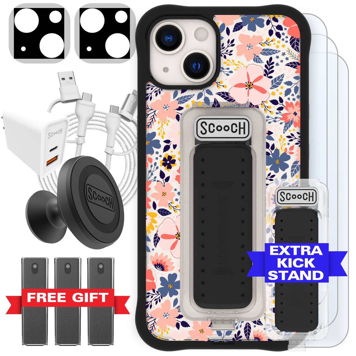 Scooch Wingman Ultimate Bundle for iPhone 13 in Wildflowers