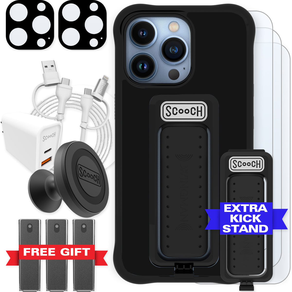 Scooch Wingman Ultimate Bundle for iPhone 13 Pro in Black