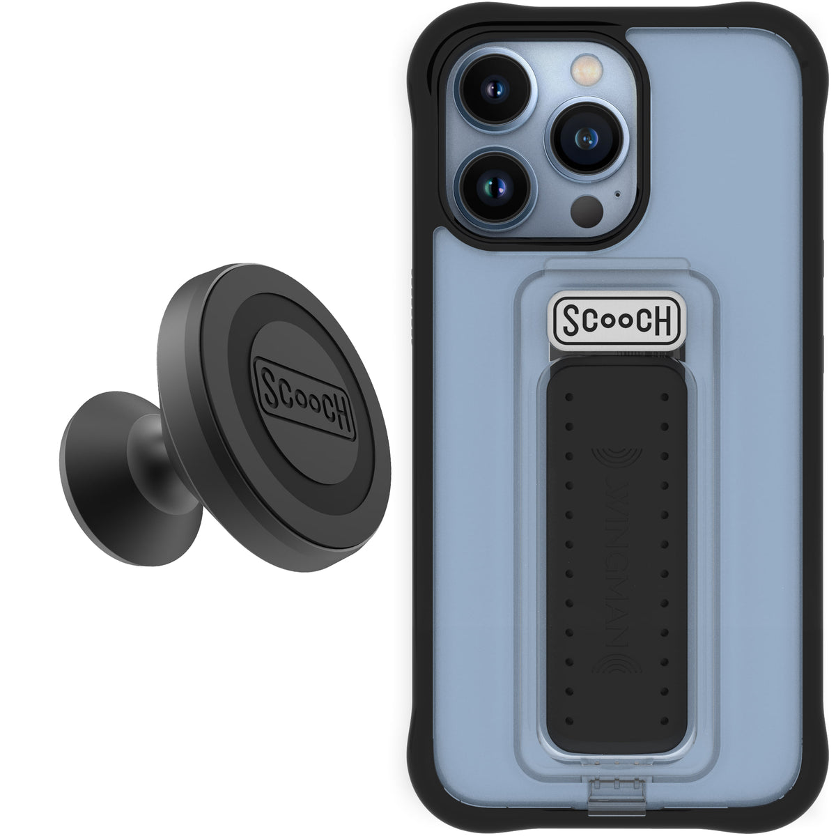 Scooch Wingman Starter Bundle for iPhone 13 Pro in Tuxedo Clear