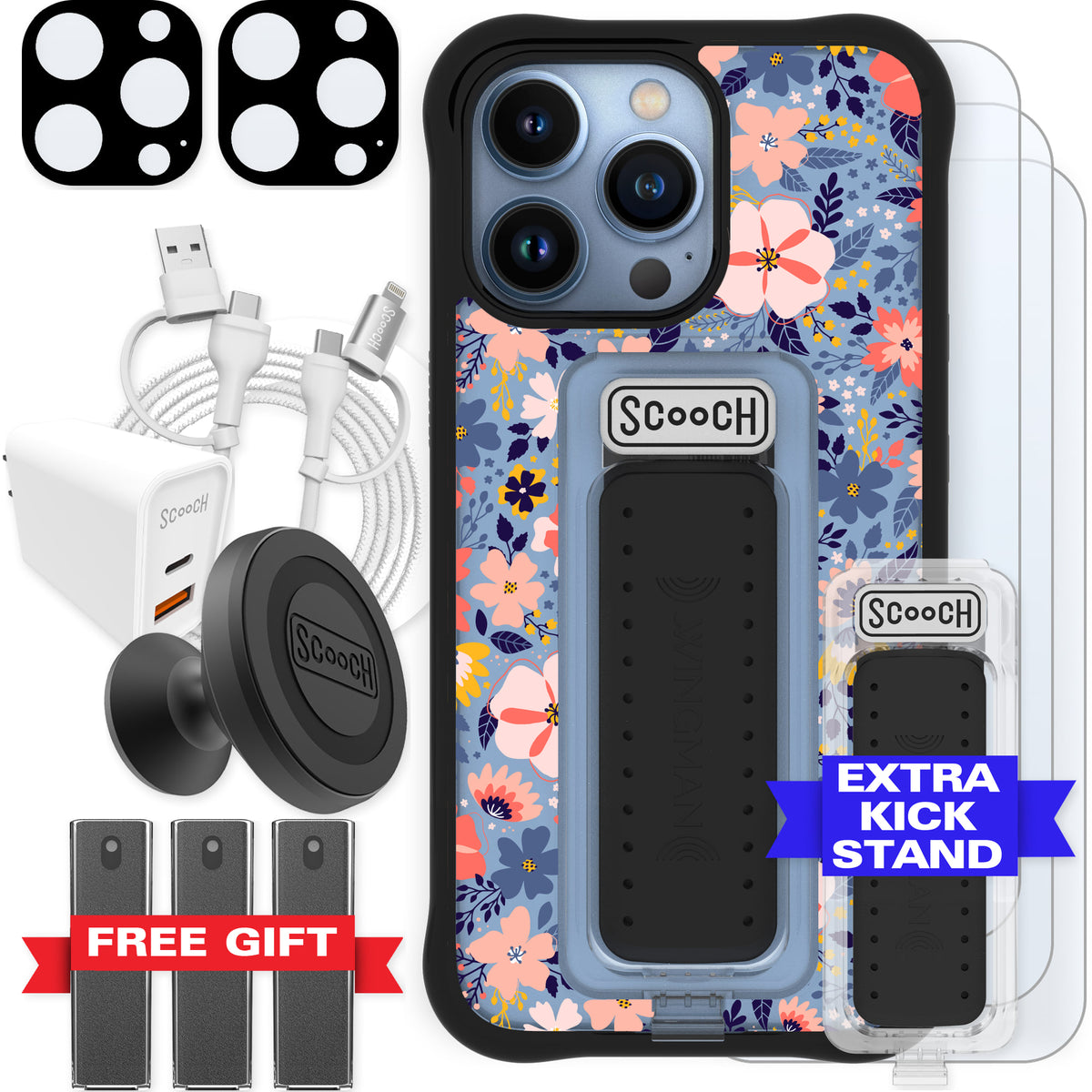 Scooch Wingman Ultimate Bundle for iPhone 13 Pro in Wildflowers