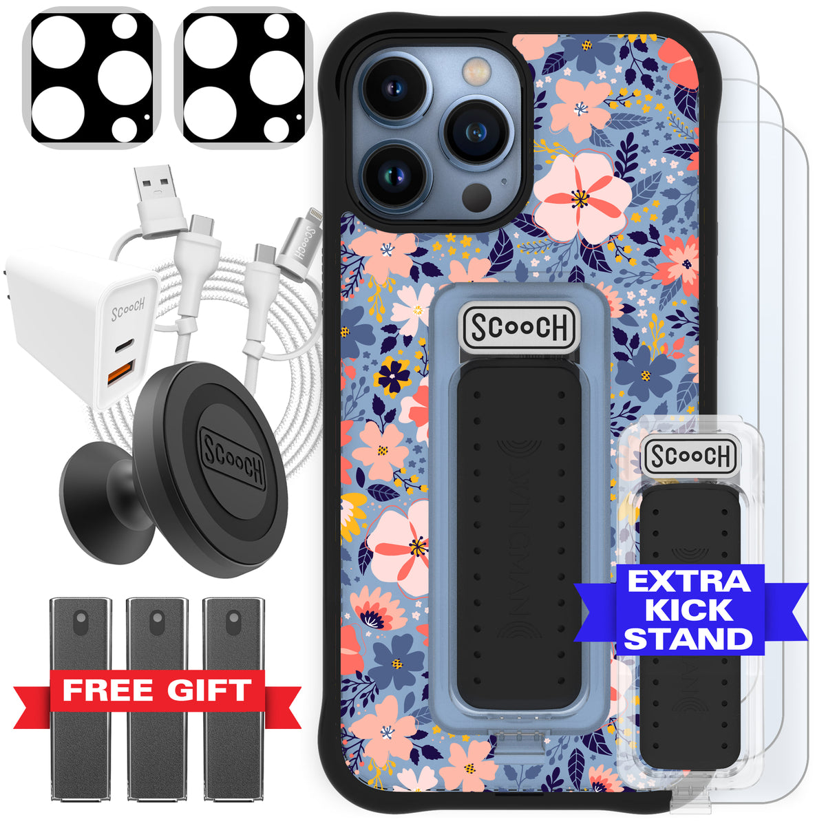 Scooch Wingman Ultimate Bundle for iPhone 13 Pro Max in Wildflowers