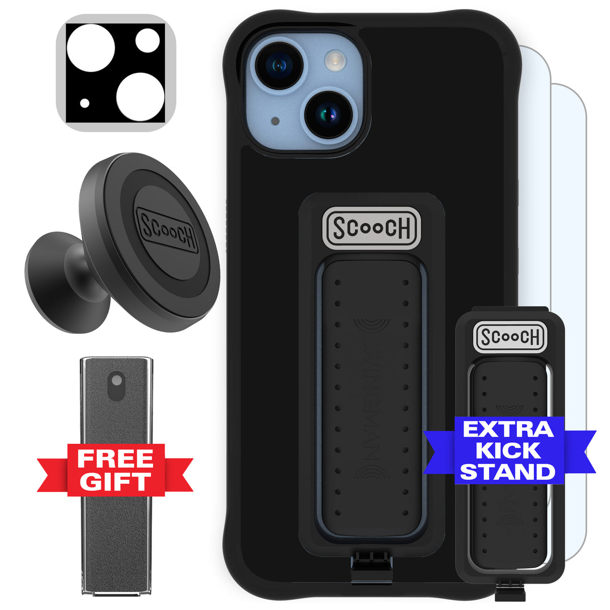 Scooch Wingman Defender Bundle for iPhone 14 in Black