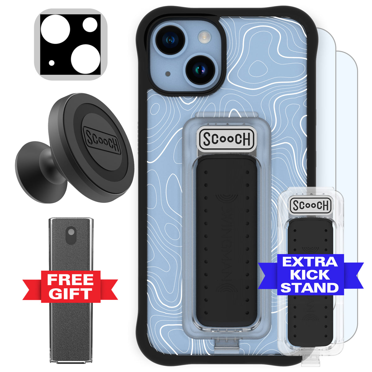 Scooch Wingman Defender Bundle for iPhone 14 in Topography