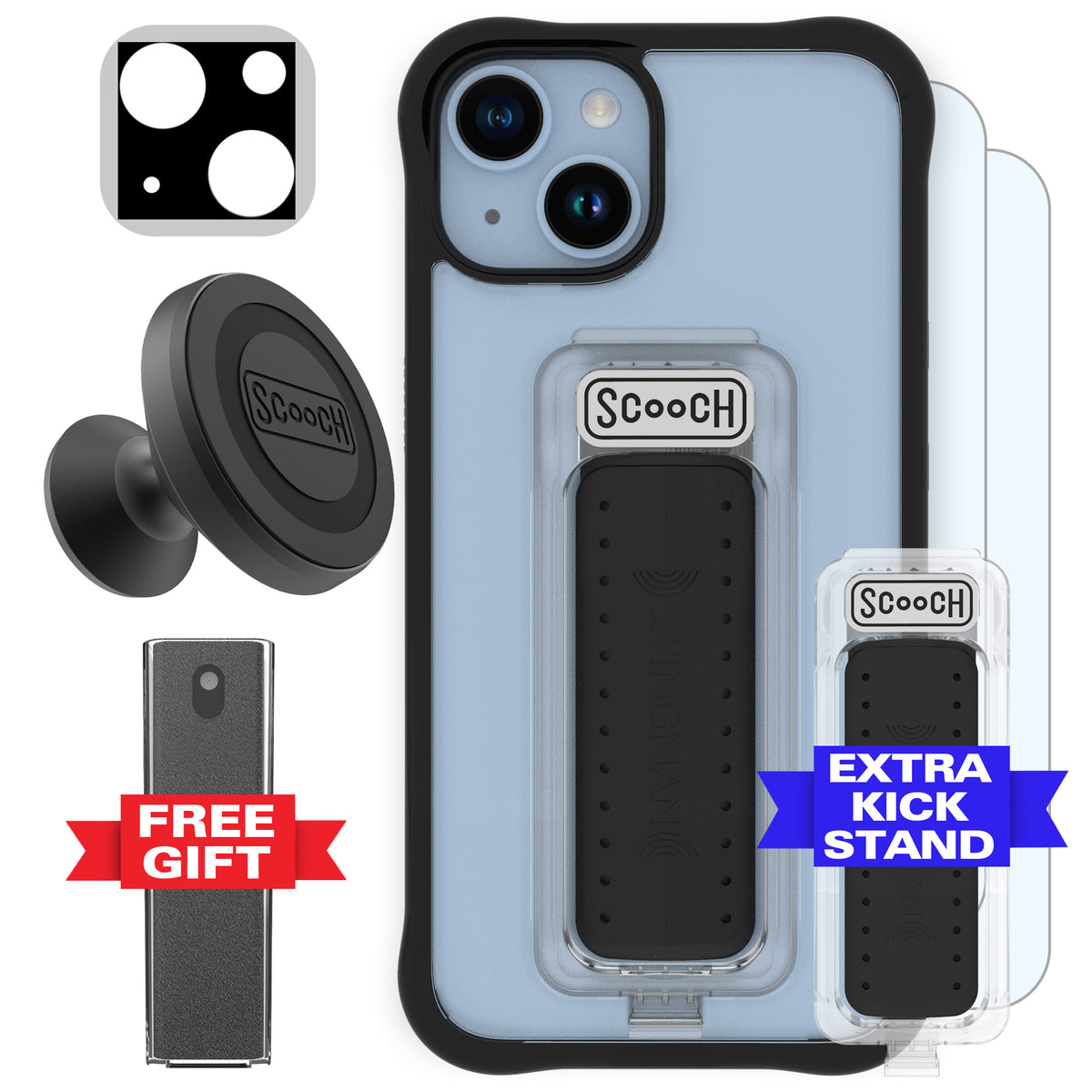 Scooch Wingman Defender Bundle for iPhone 14 in Tuxedo Clear
