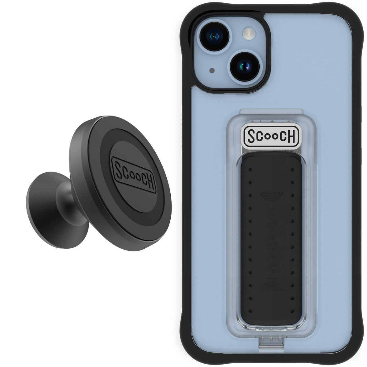 Scooch Wingman Starter Bundle for iPhone 14 in Tuxedo Clear