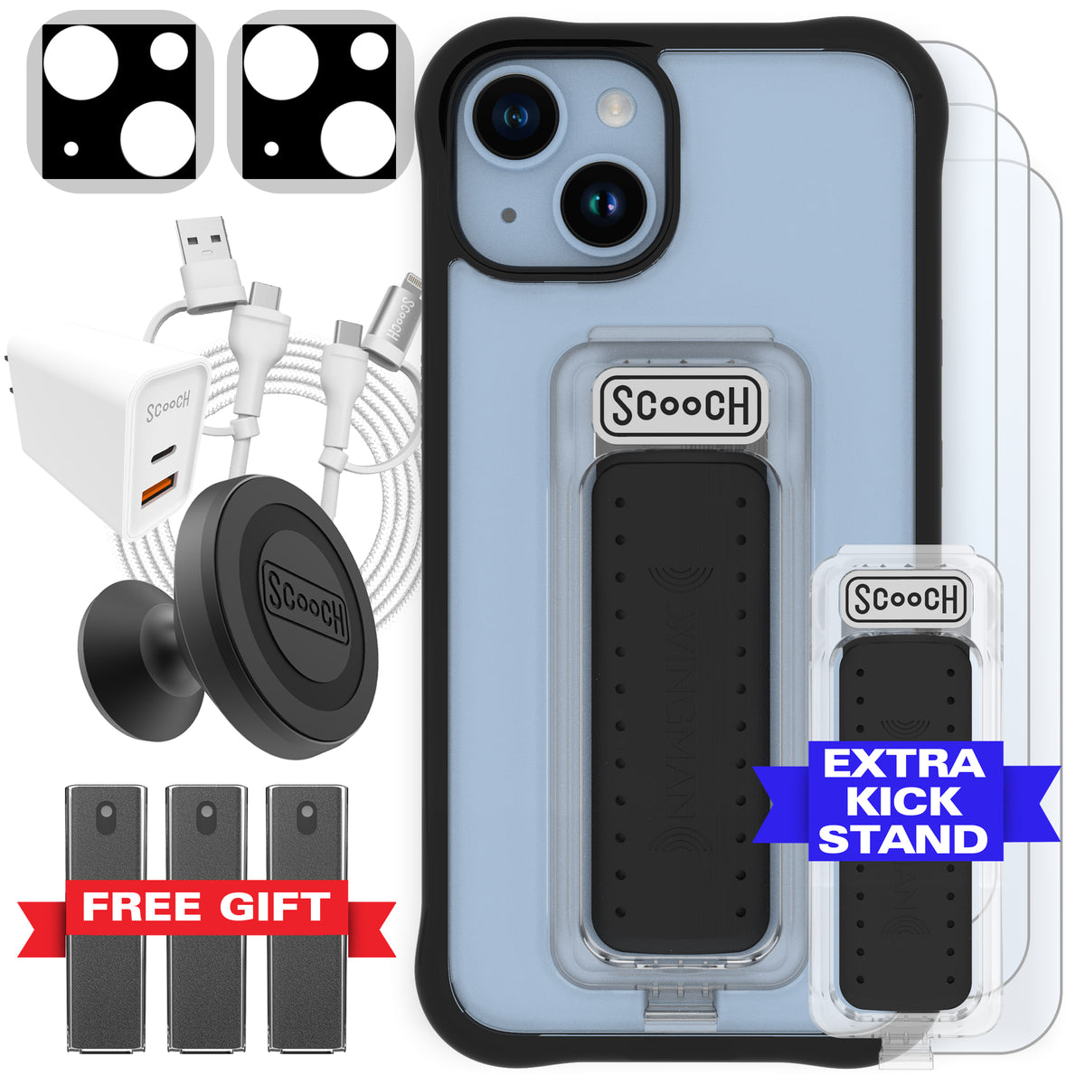 Scooch Wingman Ultimate Bundle for iPhone 14 in Tuxedo Clear