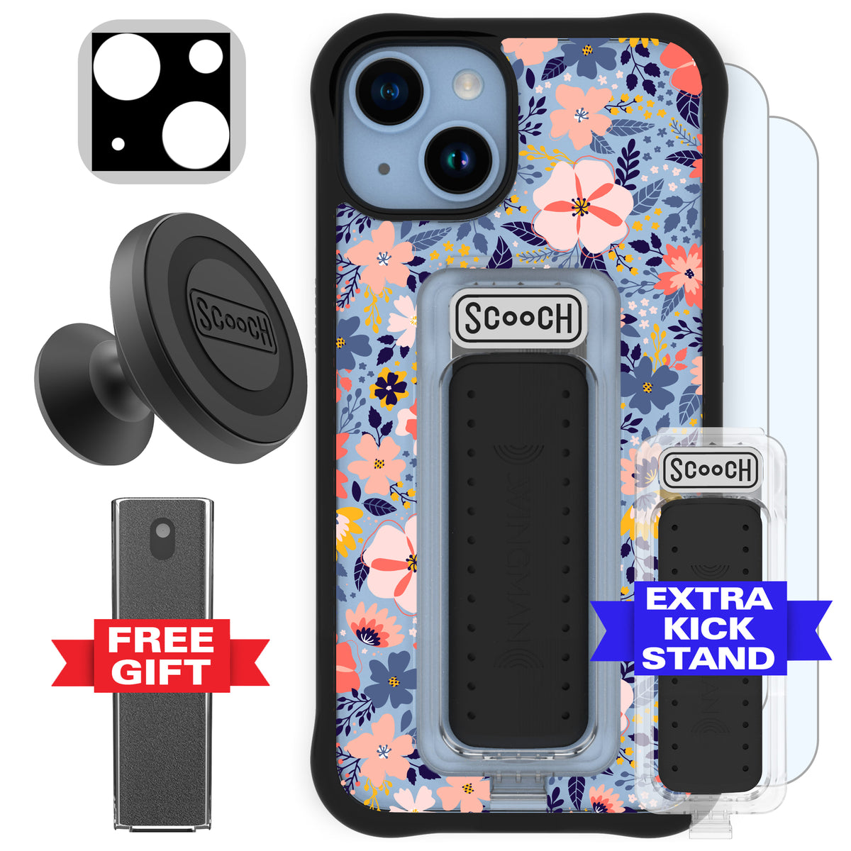 Scooch Wingman Defender Bundle for iPhone 14 in Wildflowers