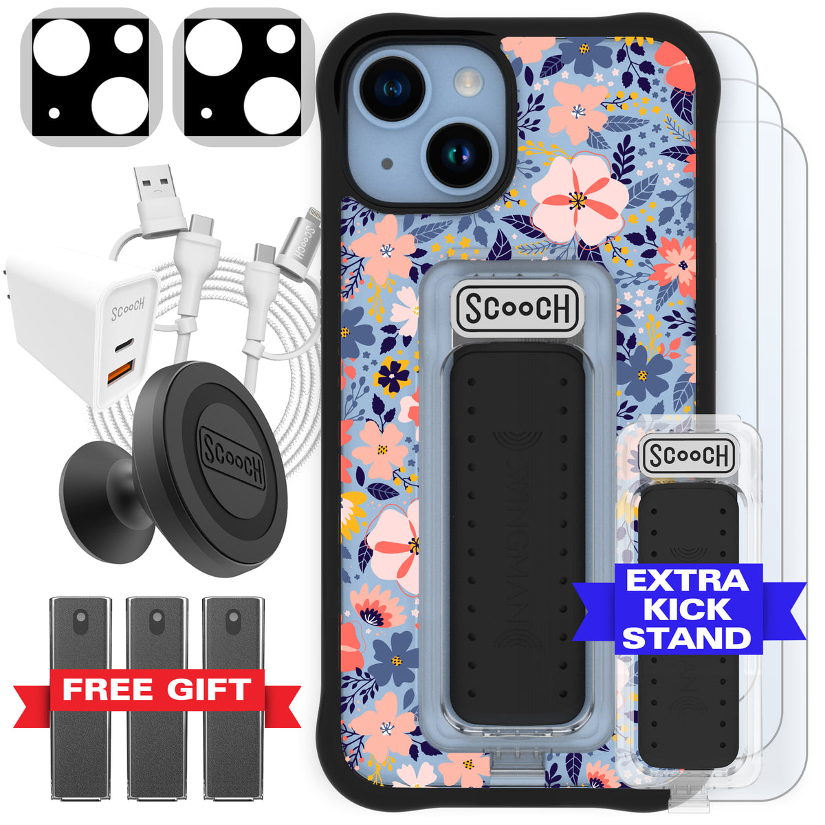 Scooch Wingman Ultimate Bundle for iPhone 14 in Wildflowers