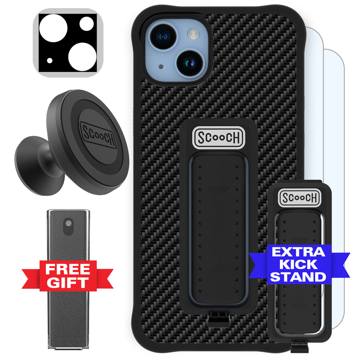 Scooch Wingman Defender Bundle for iPhone 14 Plus in Carbon Fiber