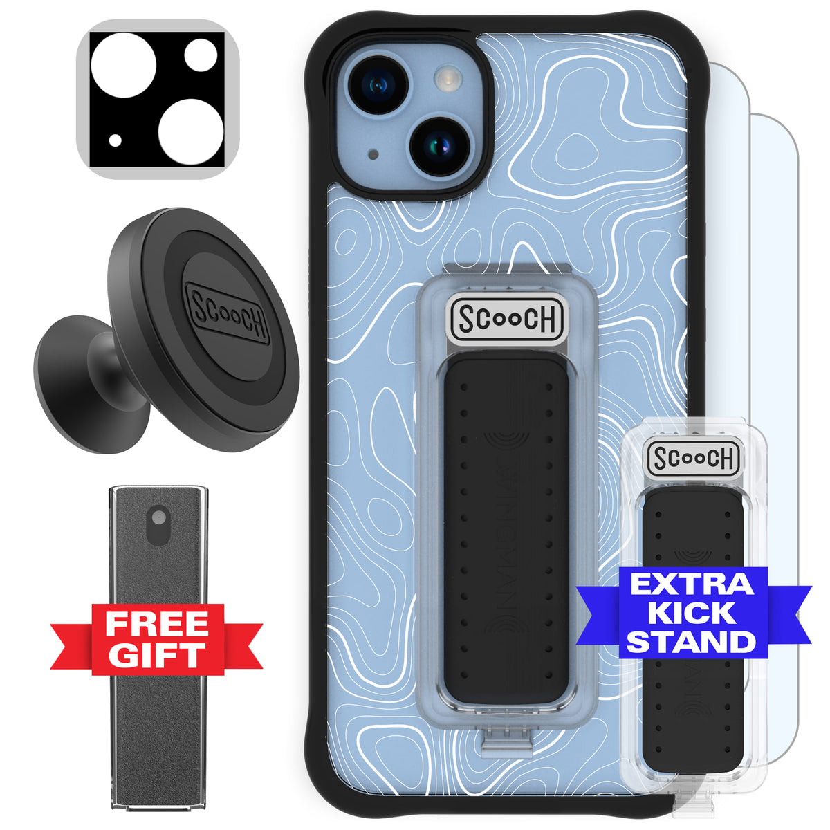Scooch Wingman Defender Bundle for iPhone 14 Plus in Topography