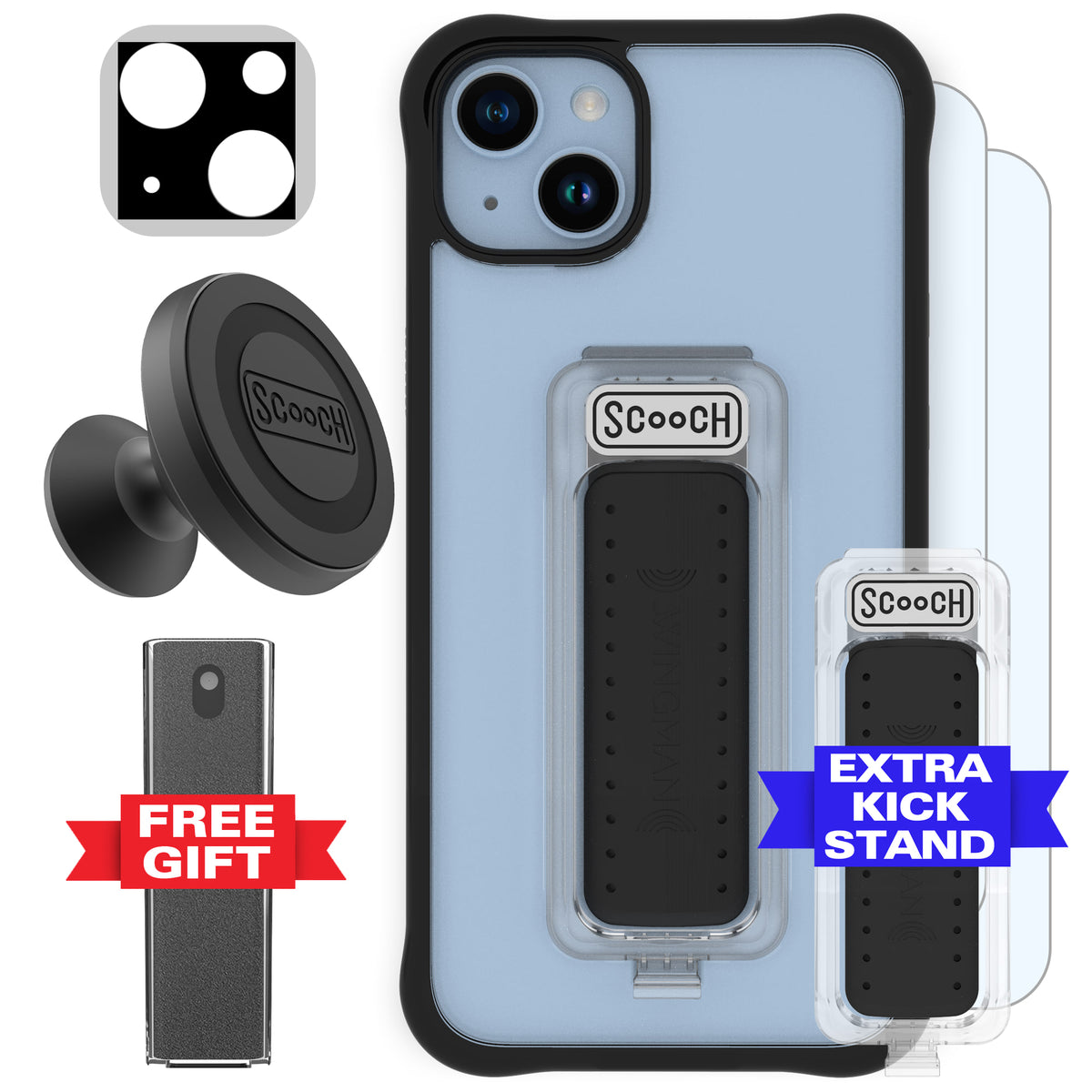 Scooch Wingman Defender Bundle for iPhone 14 Plus in Tuxedo Clear