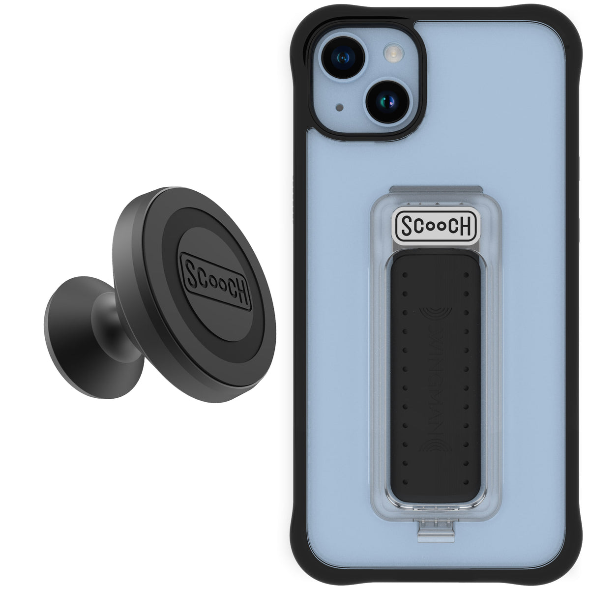 Scooch Wingman Starter Bundle for iPhone 14 Plus in Tuxedo Clear