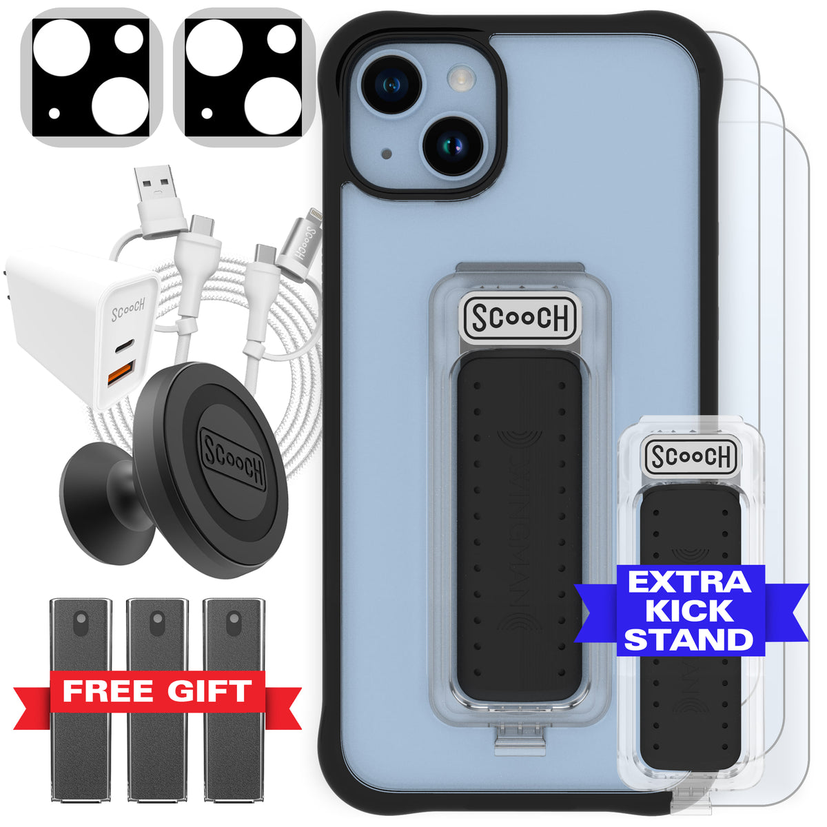 Scooch Wingman Ultimate Bundle for iPhone 14 Plus in Tuxedo Clear