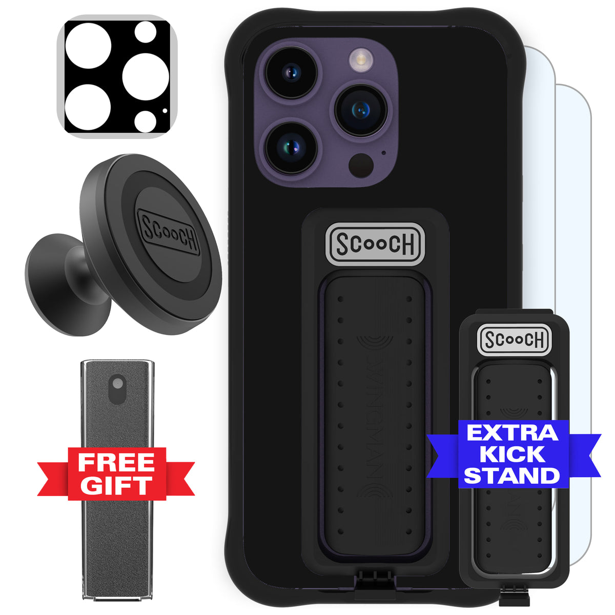 Scooch Wingman Defender Bundle for iPhone 14 Pro in Black