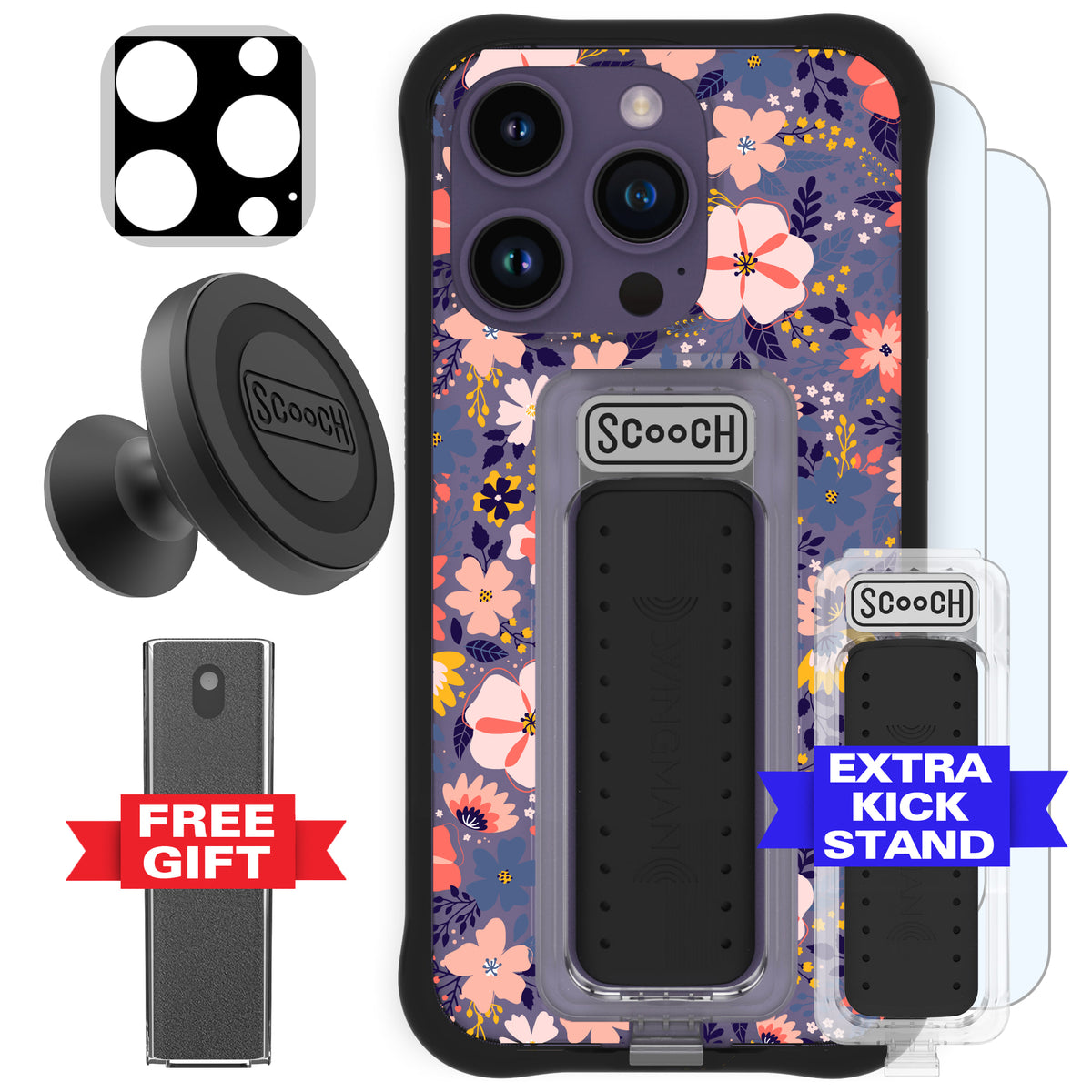 Scooch Wingman Defender Bundle for iPhone 14 Pro in Wildflowers