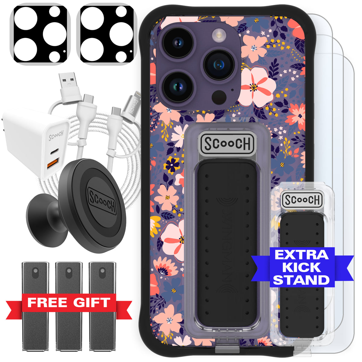 Scooch Wingman Ultimate Bundle for iPhone 14 Pro in Wildflowers