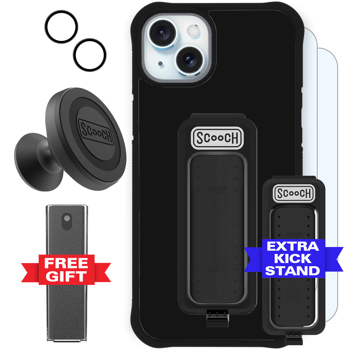Scooch Wingman Defender Bundle for iPhone 15 Plus in Black