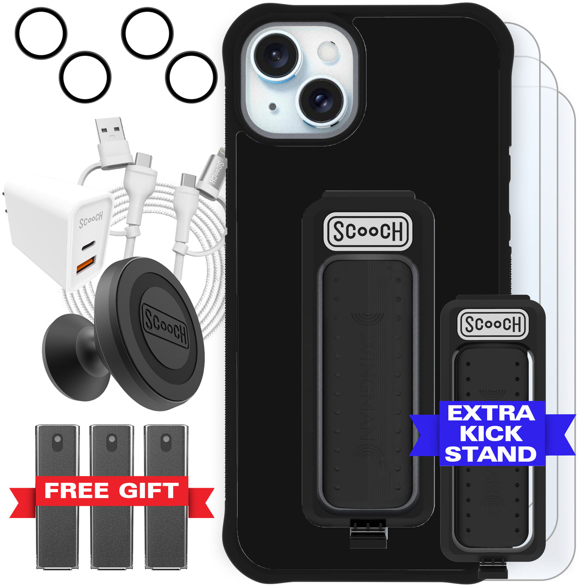 Scooch Wingman Ultimate Bundle for iPhone 15 Plus in Black