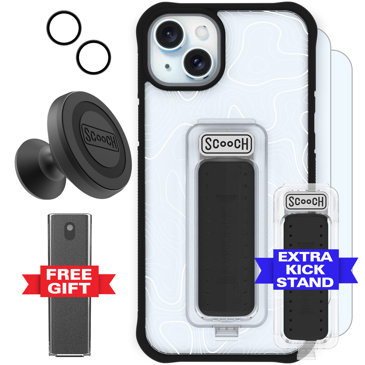 Scooch Wingman Defender Bundle for iPhone 15 Plus in Topography