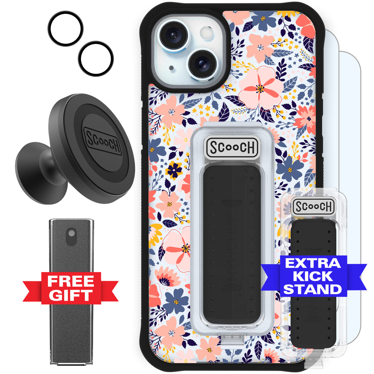 Scooch Wingman Defender Bundle for iPhone 15 Plus in Wildflowers