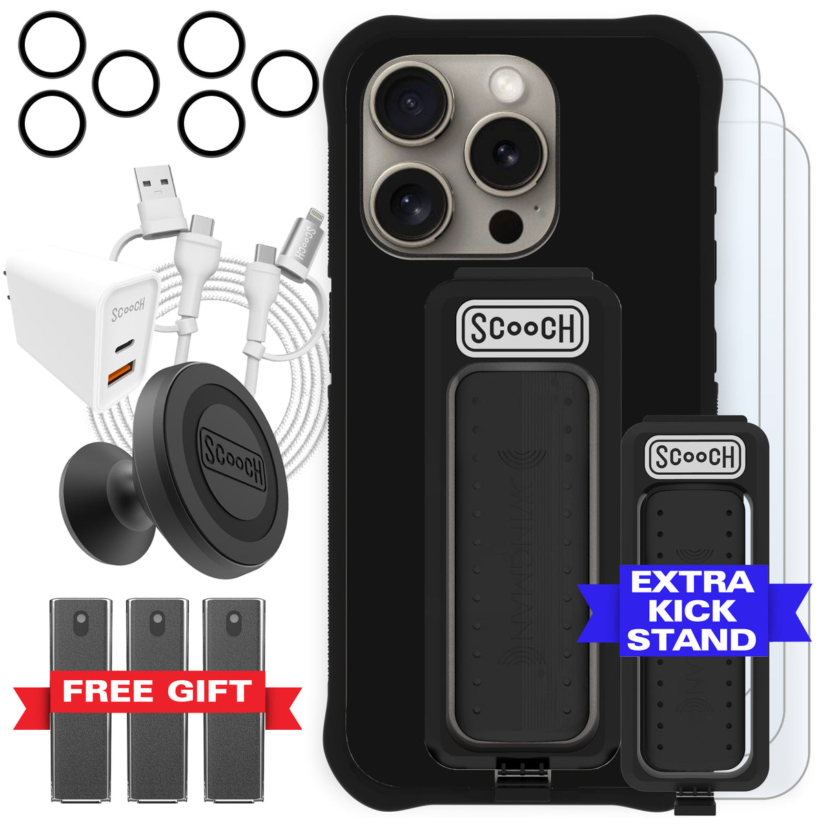 Scooch Wingman Ultimate Bundle for iPhone 15 Pro in Black