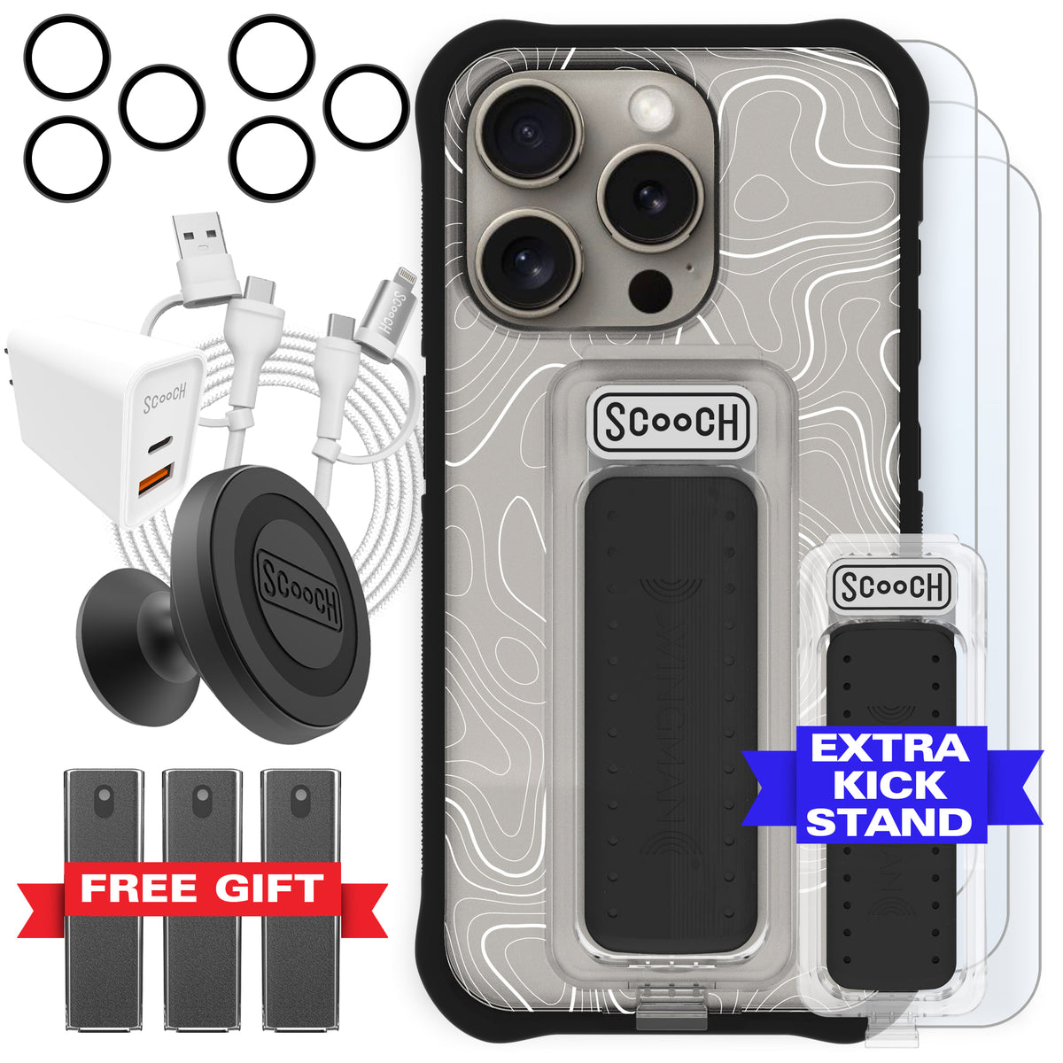 Scooch Wingman Ultimate Bundle for iPhone 15 Pro in Topography