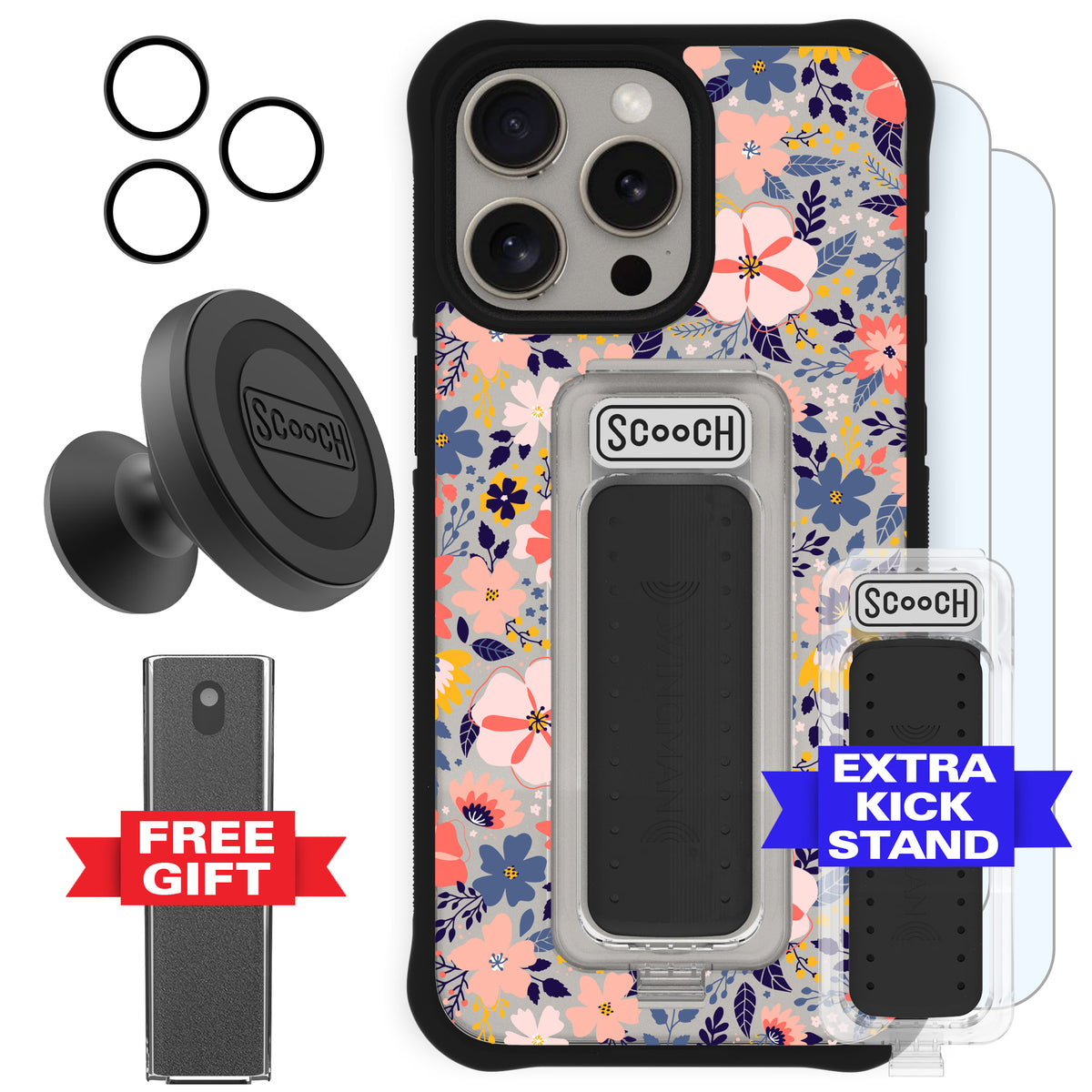 Scooch Wingman Defender Bundle for iPhone 15 Pro Max in Wildflowers