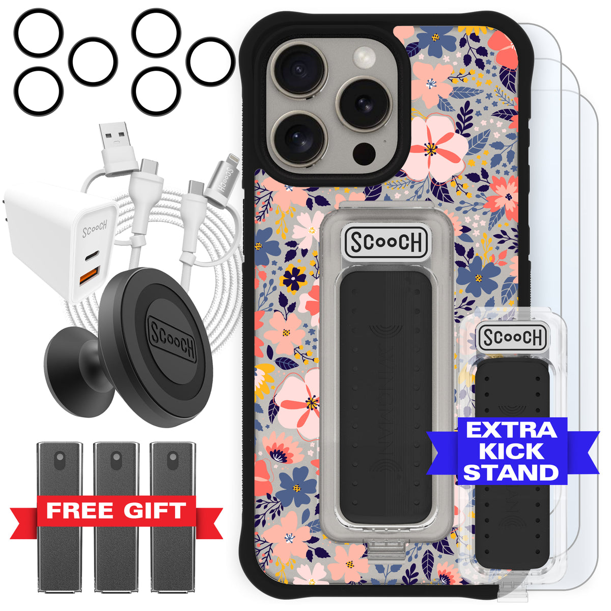 Scooch Wingman Ultimate Bundle for iPhone 15 Pro Max in Wildflowers