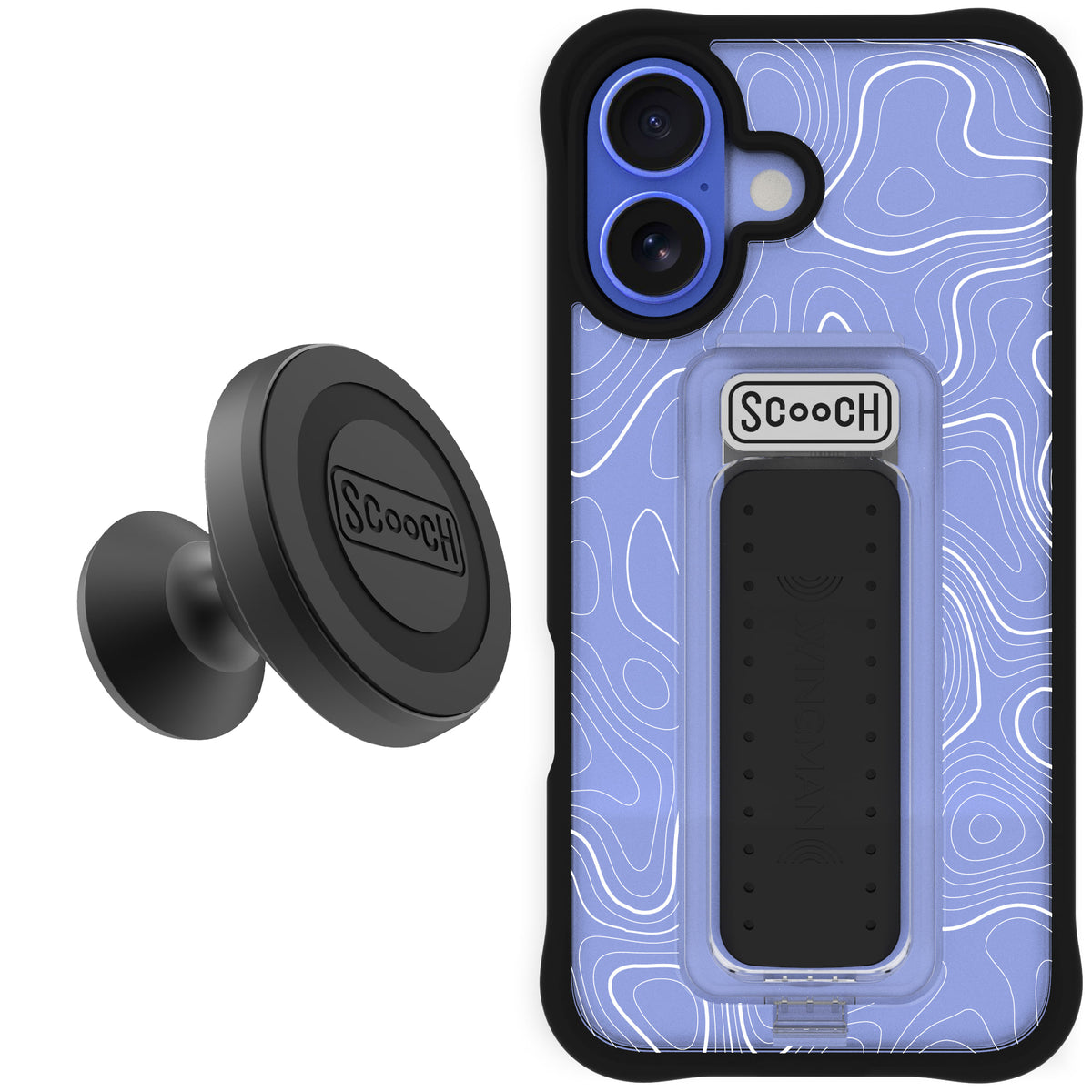 Scooch Wingman Starter Bundle for iPhone 16 in Topography