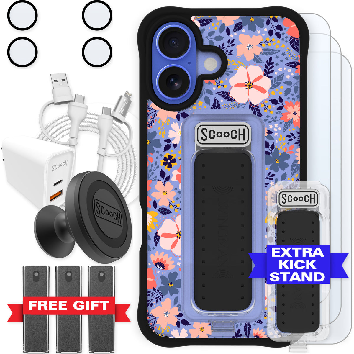 Scooch Wingman Ultimate Bundle for iPhone 16 in Wildflowers