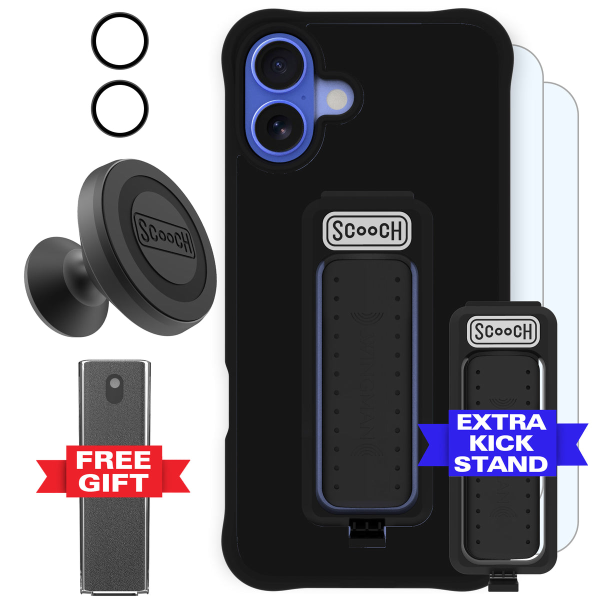Scooch Wingman Defender Bundle for iPhone 16 Plus in Black