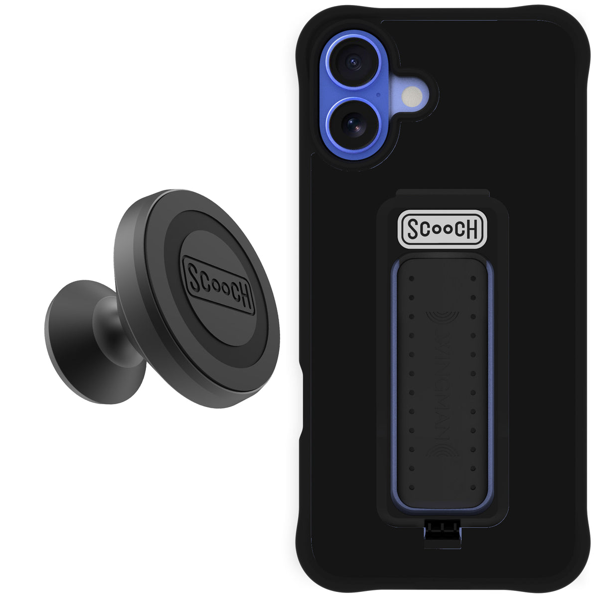 Scooch Wingman Starter Bundle for iPhone 16 Plus in Black