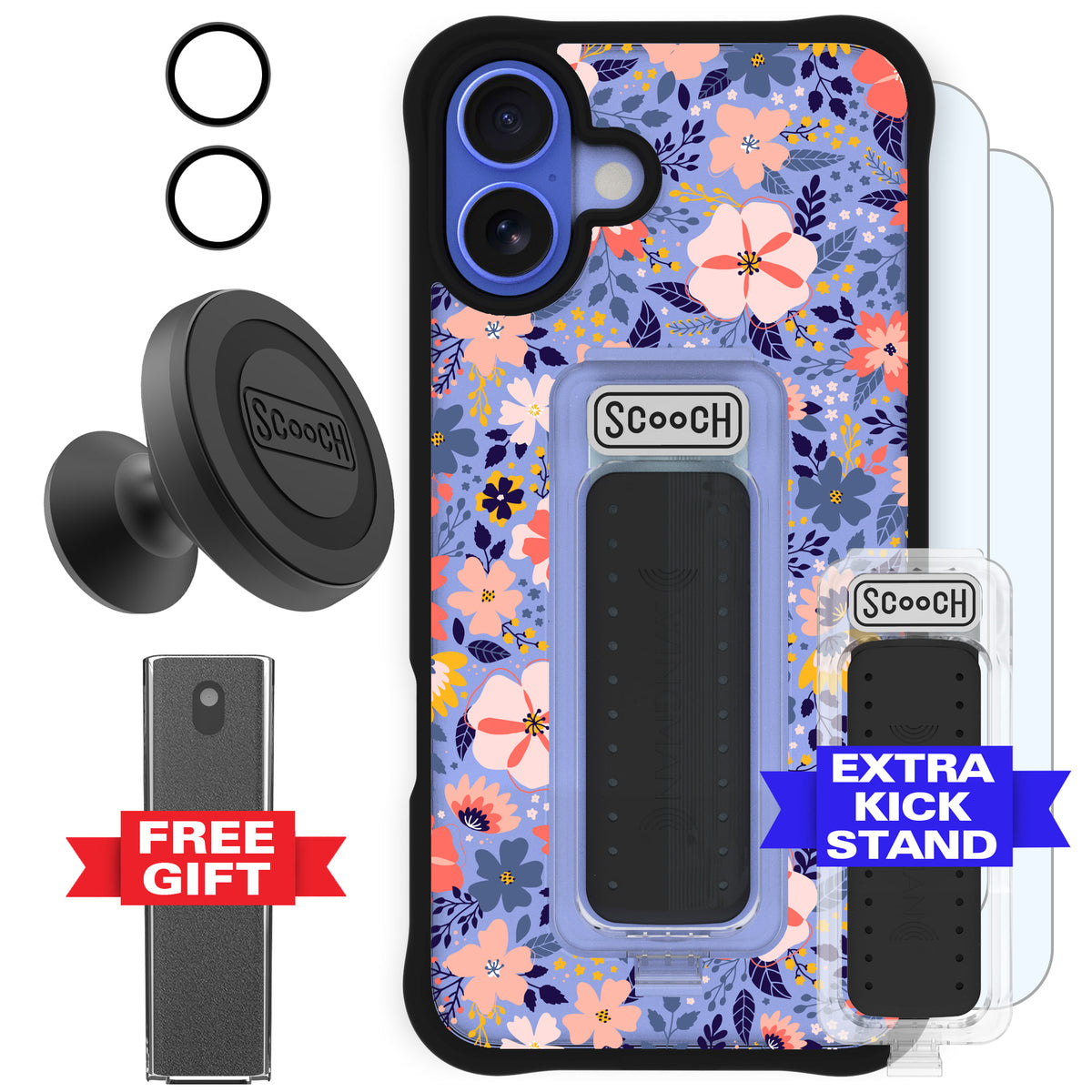 Scooch Wingman Defender Bundle for iPhone 16 Plus in Wildflowers