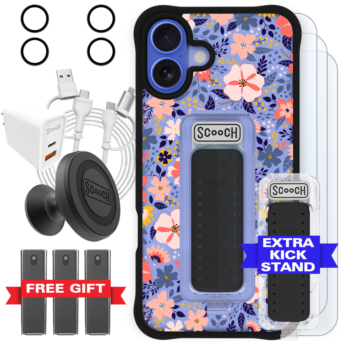 Scooch Wingman Ultimate Bundle for iPhone 16 Plus in Wildflowers