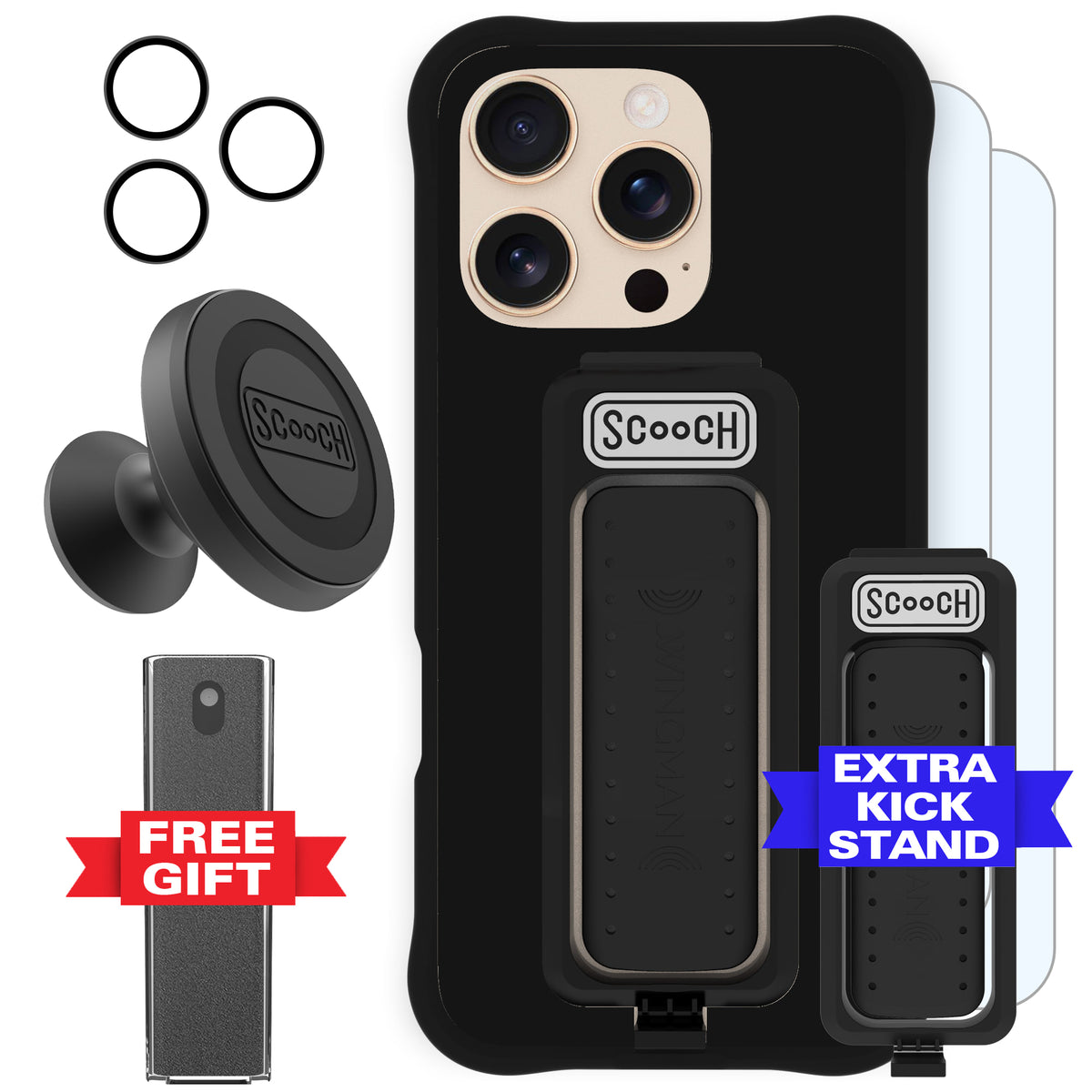Scooch Wingman Defender Bundle for iPhone 16 Pro in Black