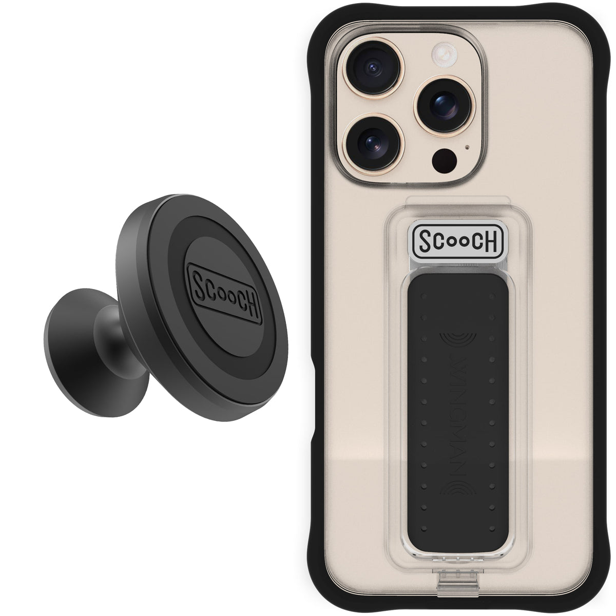 Scooch Wingman Starter Bundle for iPhone 16 Pro in Tuxedo Clear