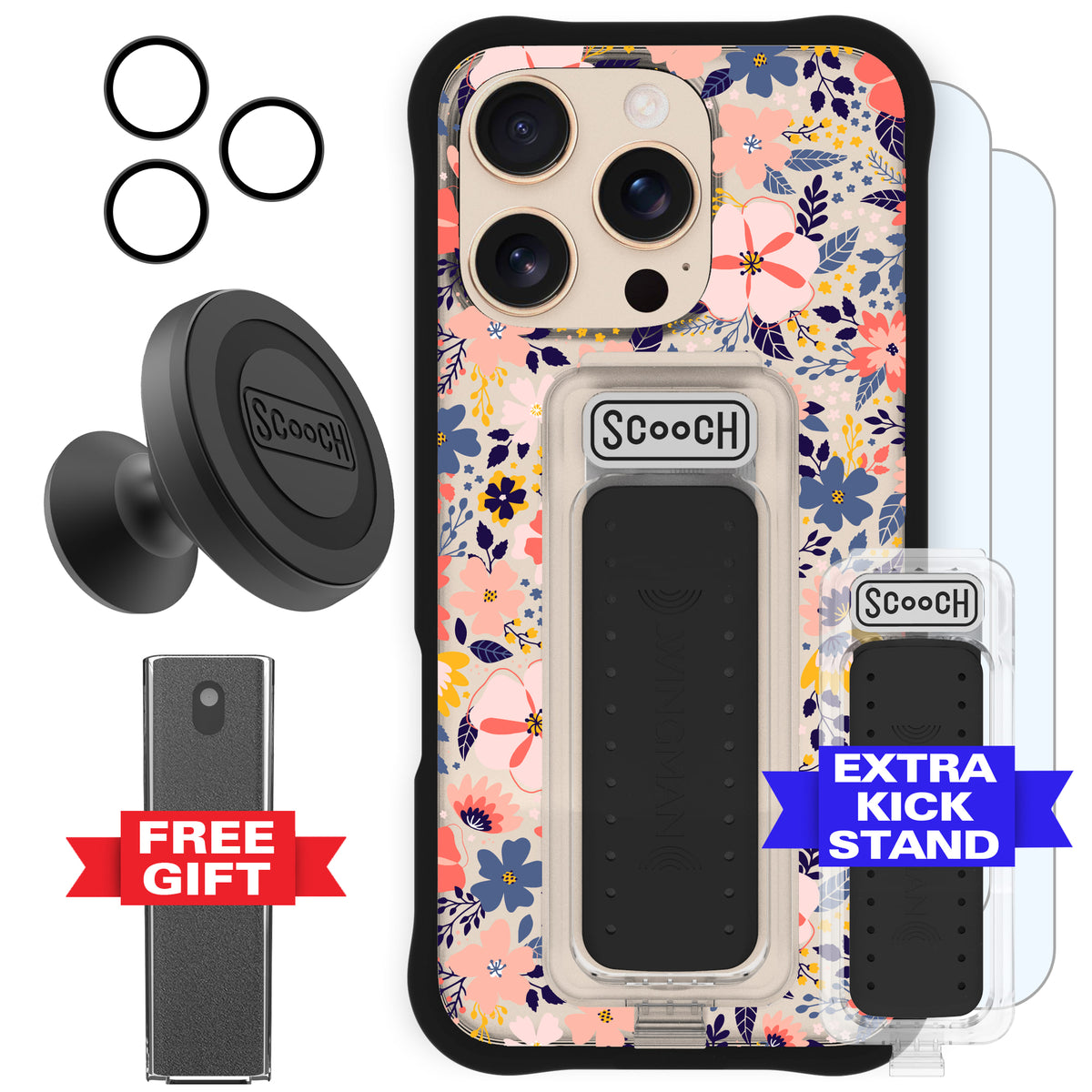 Scooch Wingman Defender Bundle for iPhone 16 Pro in Wildflowers