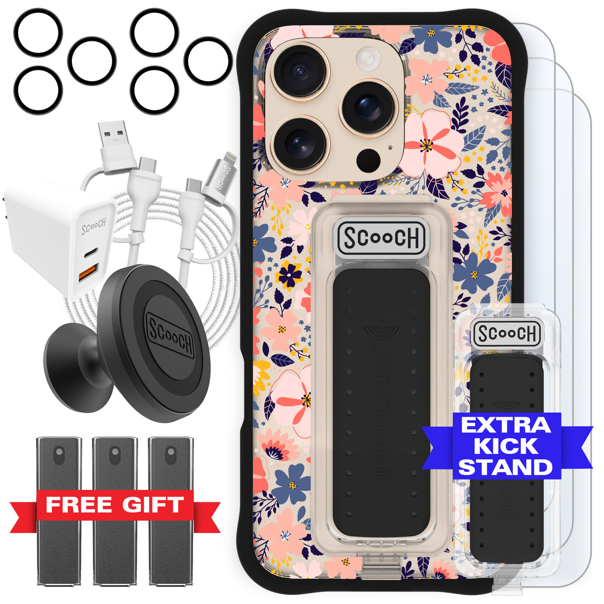 Scooch Wingman Ultimate Bundle for iPhone 16 Pro in Wildflowers