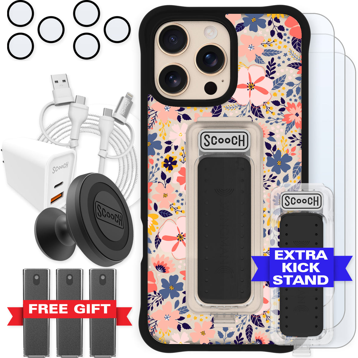 Scooch Wingman Ultimate Bundle for iPhone 16 Pro Max in Wildflowers