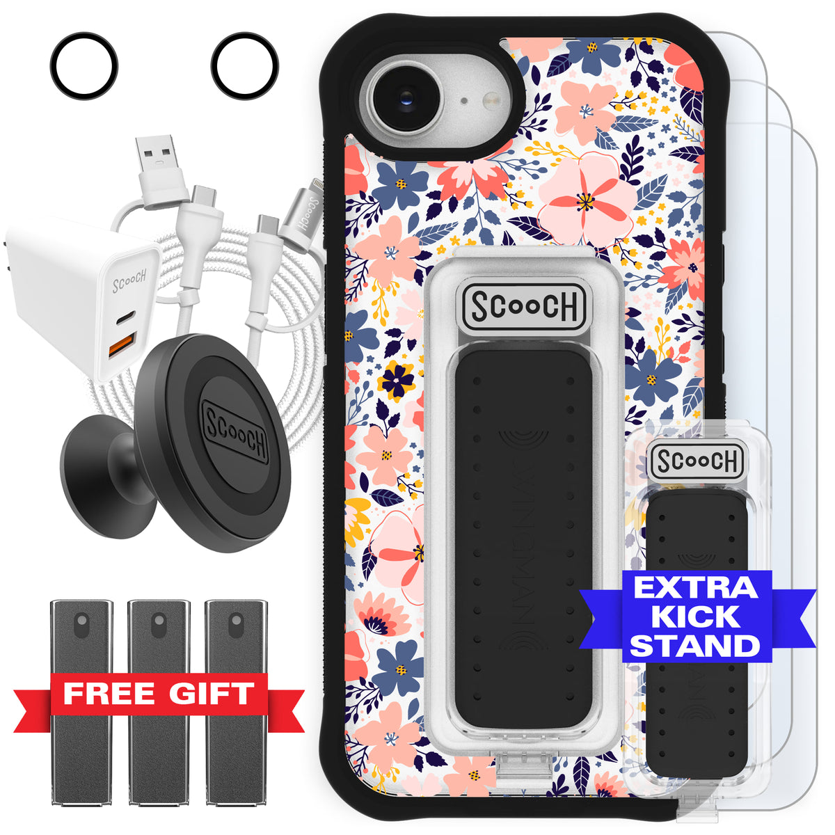 Scooch Wingman Ultimate Bundle for iPhone 16e in Wildflowers