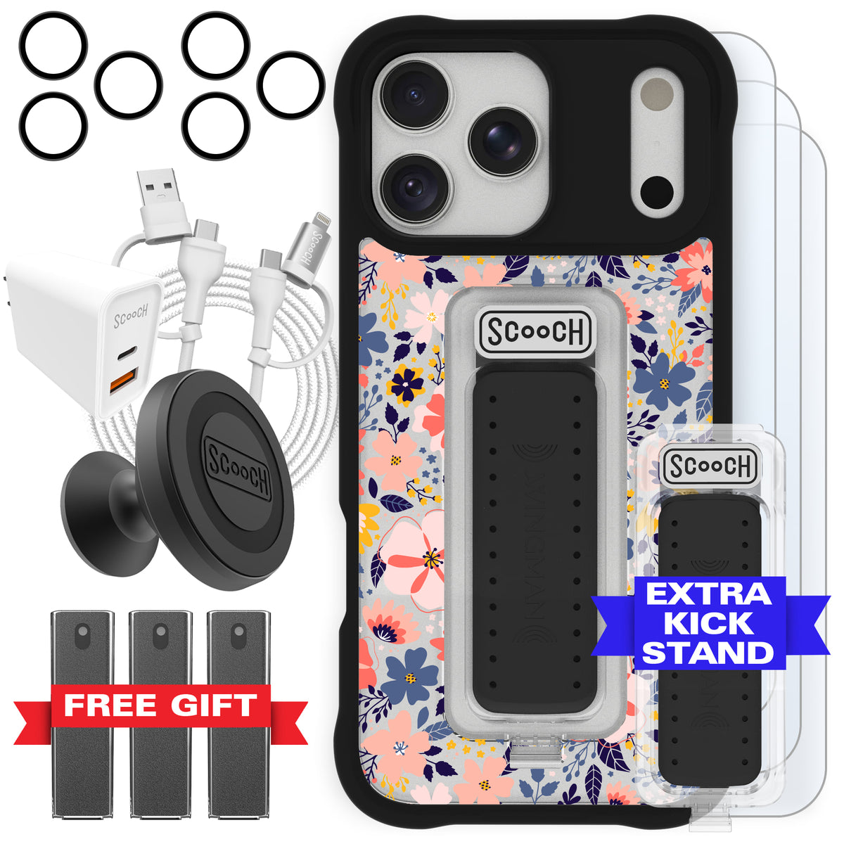 Scooch Wingman Ultimate Bundle for iPhone 17 Pro Max in Wildflowers