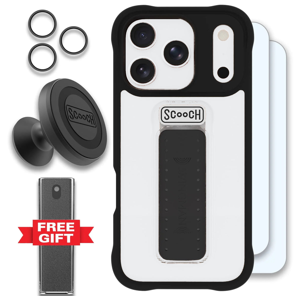 Scooch Wingman Defender Bundle for iPhone 18 Pro in Tuxedo Clear