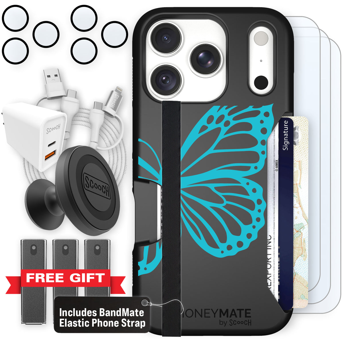 Moneymate Azure Butterfly for iPhone 18 Pro — Ultimate Bundle